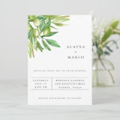 Tuscan Olive Branch Trouwkaart Aankondiging (Staand voorkant)