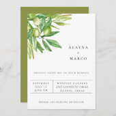 Tuscan Olive Branch Trouwuitnodiging Aankondiging (Voorkant / Achterkant)