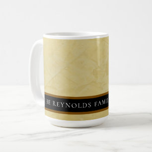Tuscan Sun Geel Pleisterwerk Zwarte Band Monogramm Koffiemok