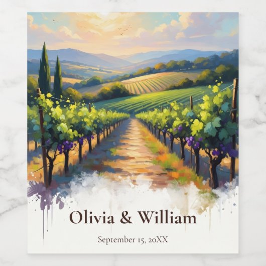 Tuscan Sunset Vineyard Wijn Etiket (Enkel label)