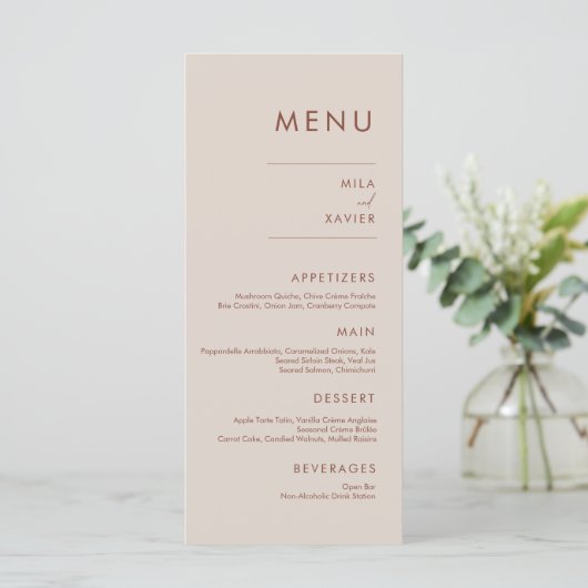 Tuscan Terracotta | Modern Minimal Wedding Menu (Staand voorkant)