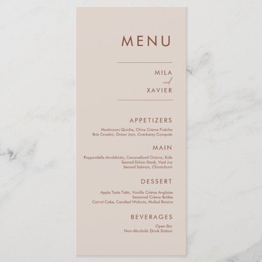 Tuscan Terracotta | Modern Minimal Wedding Menu (Voorkant)
