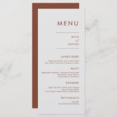 Tuscan Terracotta | Modern Minimal Wedding Menu (Voorkant / Achterkant)