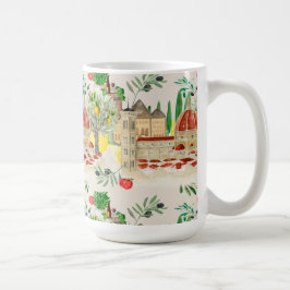 Tuscan, Tuscany, Italy, olijven, lemons, tomatoene Koffiemok
