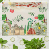 Tuscan, Tuscany, Italy, olijven, lemons, tomatoene Theedoek (Gevouwen)