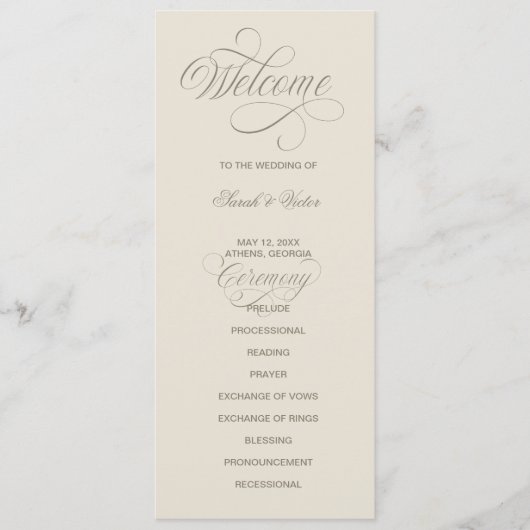 Tuscan Valla Calligraphy double side program card  Programmakaart (Voorkant)