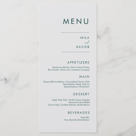 Tuscan Verde | Modern Minimal Wedding Menu (Voorkant)