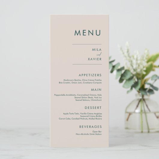 Tuscan Verde | Modern Minimal Wedding Menu (Staand voorkant)