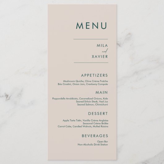 Tuscan Verde | Modern Minimal Wedding Menu (Voorkant)