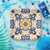 Tuscan Verve Vibrant Scrollwork Mediterranean Papieren Bordje (Feest)