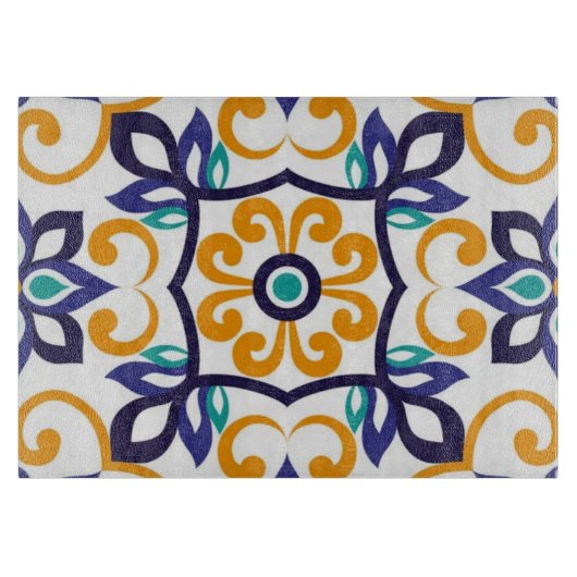 Tuscan Verve Vibrant Scrollwork  Mediterranean  Snijplank (Voorkant)