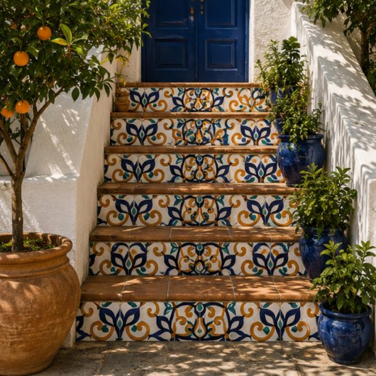 Tuscan Verve Vibrant Scrollwork  Mediterranean  Tegeltje