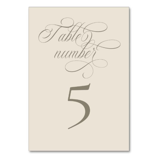 Tuscan Villa Calligraphy Table Number Card Kaart (Voorkant)