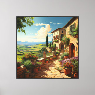 Tuscan Villa Canvas Wandkunst 40x40 inch Afdruk
