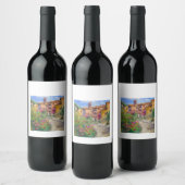 Tuscan Village met Flowers Wijn Etiket (Flessen)