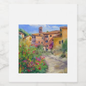 Tuscan Village met Flowers Wijn Etiket (Enkel label)