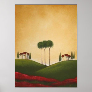 Tuscan Villas and Poppies Print