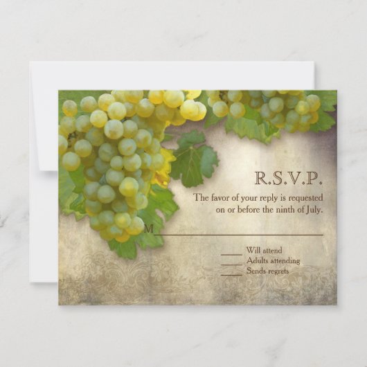 Tuscan Vineyard Rustic Elegant White Wine Art RSVP Kaart (Voorkant)