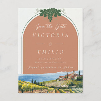 Tuscan Vineyard Terracotta Save the Date Card Aankondigingskaart
