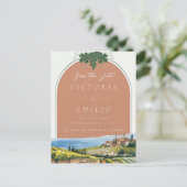 Tuscan Vineyard Terracotta Save the Date Card Aankondigingskaart (Staand voorkant)