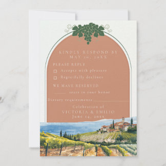 Tuscan Vineyard Wedding RSVP Card | Editable  Kaart