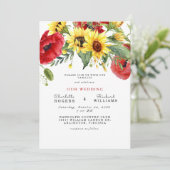 Tuscan Yellow Sunflower Bold Simple Weddena Invita Kaart (Staand voorkant)