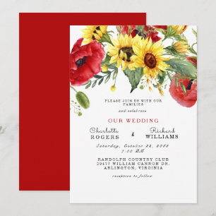 Tuscan Yellow Sunflower Bold Simple Weddena Invita Kaart