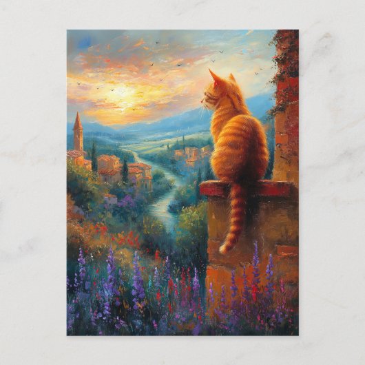 Tuscanische zonsondergang met een kaneelkleurige k briefkaart (Voorkant)