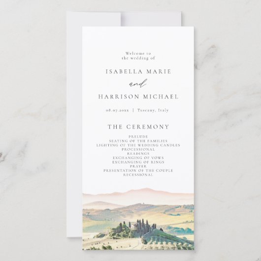TUSCANY Italië Waterverf Skyline Wedding Programme Bedankkaart