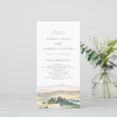 TUSCANY Italië Waterverf Skyline Wedding Programme Bedankkaart (Staand voorkant)