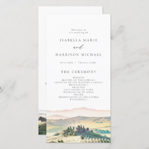 TUSCANY Italië Waterverf Skyline Wedding Programme Bedankkaart