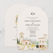 Tuscany Italy Arched Destination Wedding Kaart (Voorkant / Achterkant)
