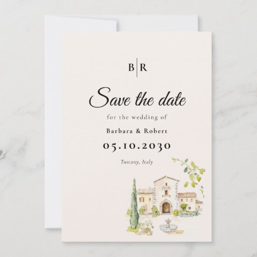 Tuscany Italy Destination Wedding Save The Date (Voorkant)