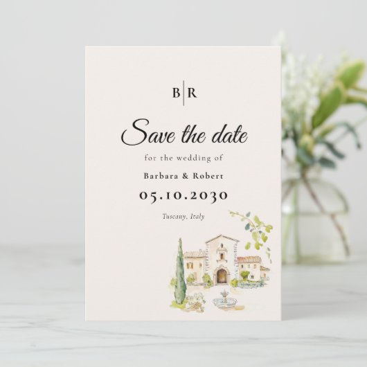 Tuscany Italy Destination Wedding Save The Date (Staand voorkant)