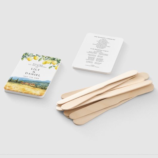 Tuscany Italy Lemons Watercolor Wedding Program Handwaaier (Niet-gemonteerd)