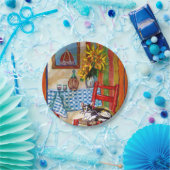 TUSCANY KITCHEN CAT,SUNFLOWERS-WIJNGLASSEN PAPIEREN BORDJE (Feest)