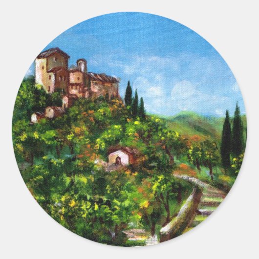 TUSCANY LANDSCAPE 3 RONDE STICKER (Voorkant)