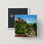 TUSCANY LANDSCAPE 3 VIERKANTE BUTTON 5,1 CM (Voorkant /achterkant)