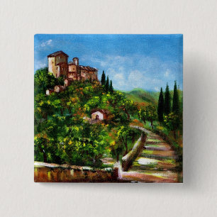 TUSCANY LANDSCAPE 3 VIERKANTE BUTTON 5,1 CM