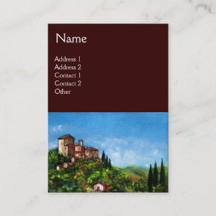 TUSCANY LANDSCAPE, ANTIEK MEDIEVAL VILLAGE, bruin Visitekaartje