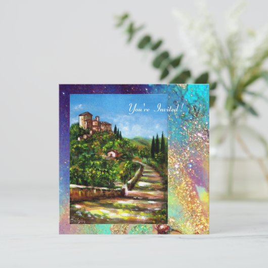 TUSCANY LANDSCAPE, blauwe groene goudsparken Kaart (Staand voorkant)