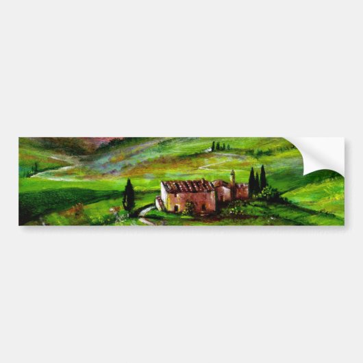 TUSCANY LANDSCAPE MET GROENE HILLEN BUMPERSTICKER (Voorkant)