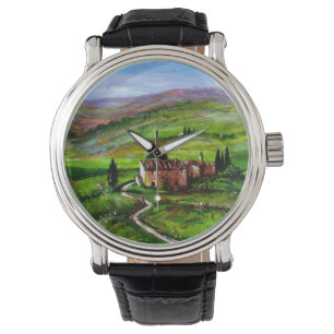 TUSCANY LANDSCAPE MET GROENE HILLEN HORLOGE