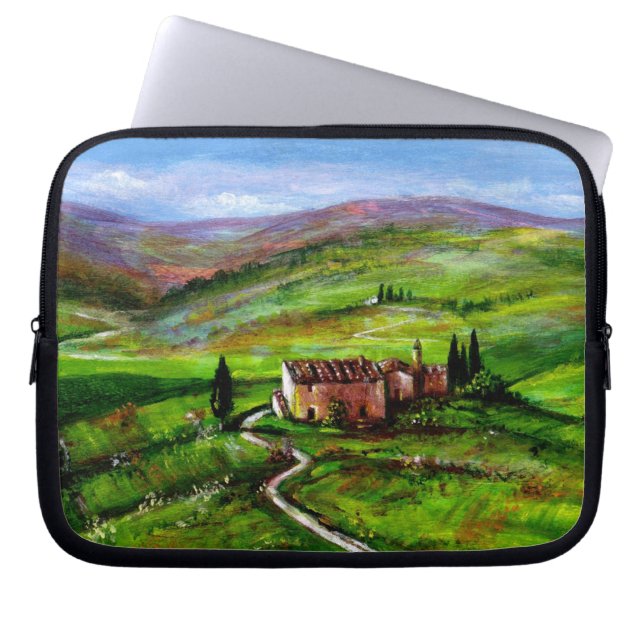 TUSCANY LANDSCAPE MET GROENE HILLEN LAPTOP SLEEVE (Voorkant)