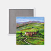 TUSCANY LANDSCAPE MET GROENE HILLEN MAGNEET (Voorkant / Achterkant)