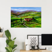 TUSCANY LANDSCAPE MET GROENE HILLEN POSTER (Thuiskantoor)