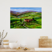 TUSCANY LANDSCAPE MET GROENE HILLEN POSTER (Keuken)