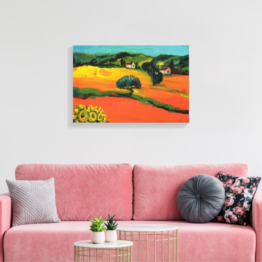TUSCANY LANDSCAPE MET ZONLOWERS CANVAS AFDRUK (Insitu (Woonkamer))