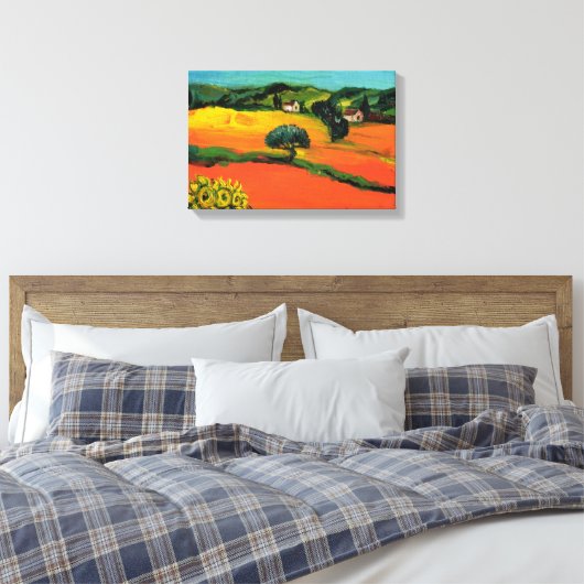 TUSCANY LANDSCAPE MET ZONLOWERS CANVAS AFDRUK (Insitu (Slaapkamer))