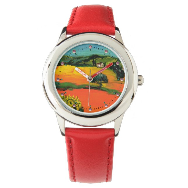 TUSCANY LANDSCAPE MET ZONLOWERS HORLOGE (Voorkant)